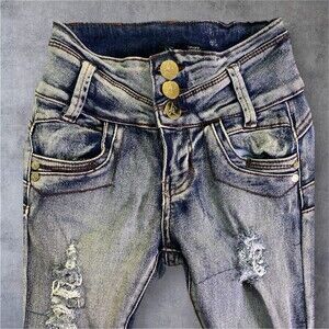 Always Friday Women's Distressed Jeans 3 Button Stretch Waist Size 0 Pants